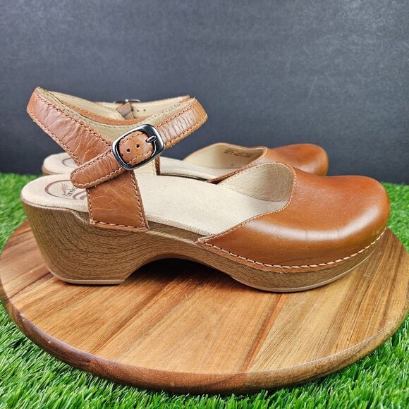 Dansko Sam Clogs Sandal Mary Jane Dress Shoes Brown Leather Women EU 40 US 9-9.5 - Picture 1 of 12